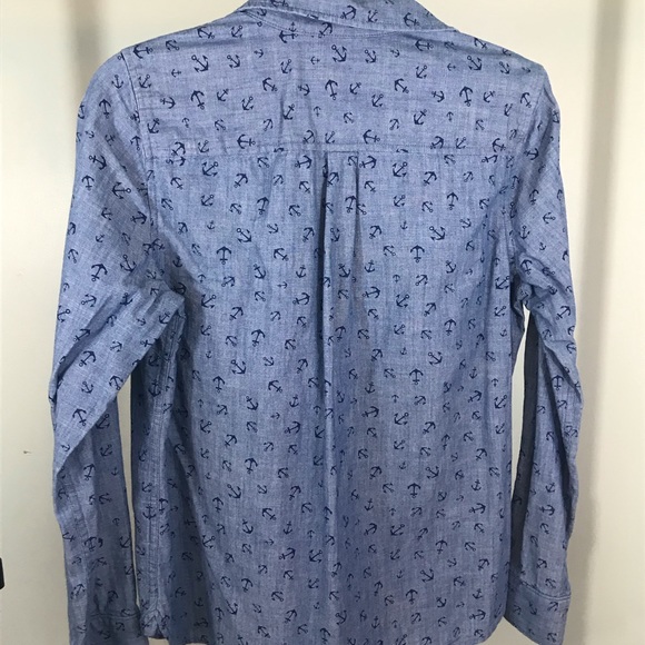 J. Crew Chambray Popover Top - Anchor Pattern - Picture 2 of 4